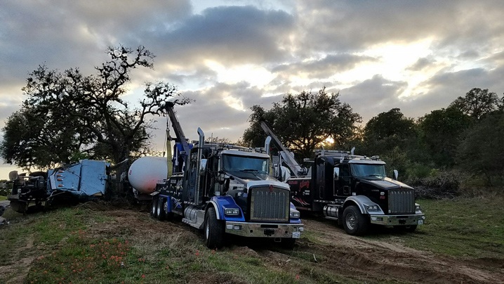 trucks at accident site