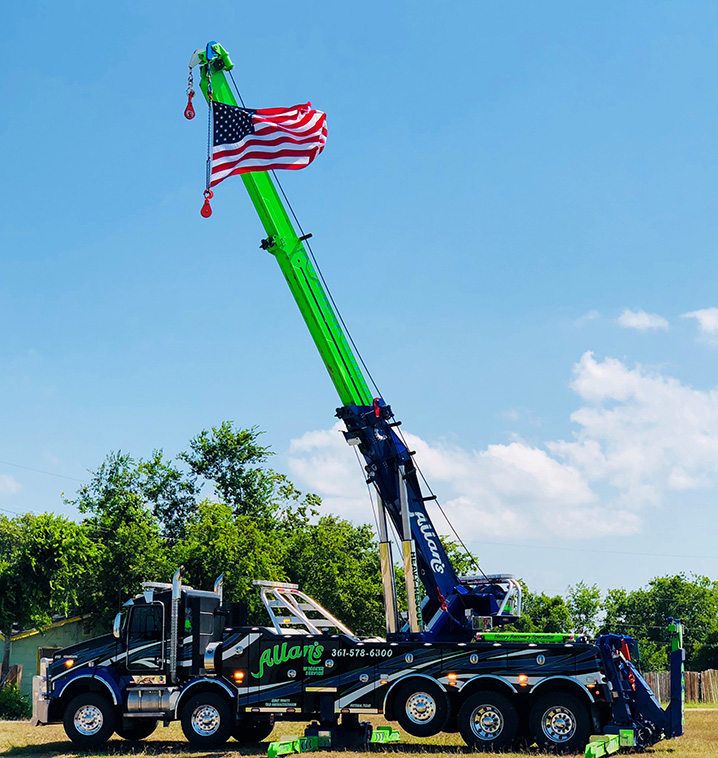 wrecker with flag