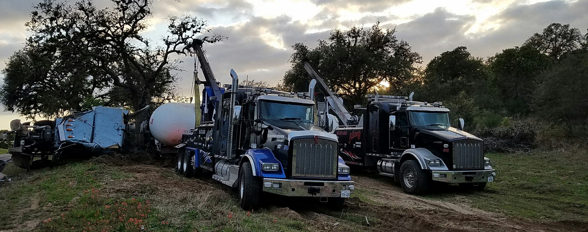 trucks at accident site